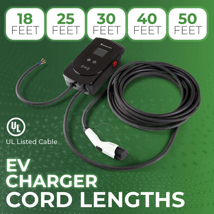 Primecom 80 Amp Level 2 EV Charger | 18ft to 50ft Cord Lengths | 22KW 220 Volt