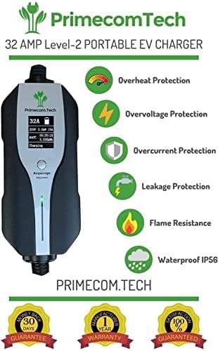 Primecom Level-2 32A Adjustable EV Charger, Type-2 IEC 62196, 10M, 220V